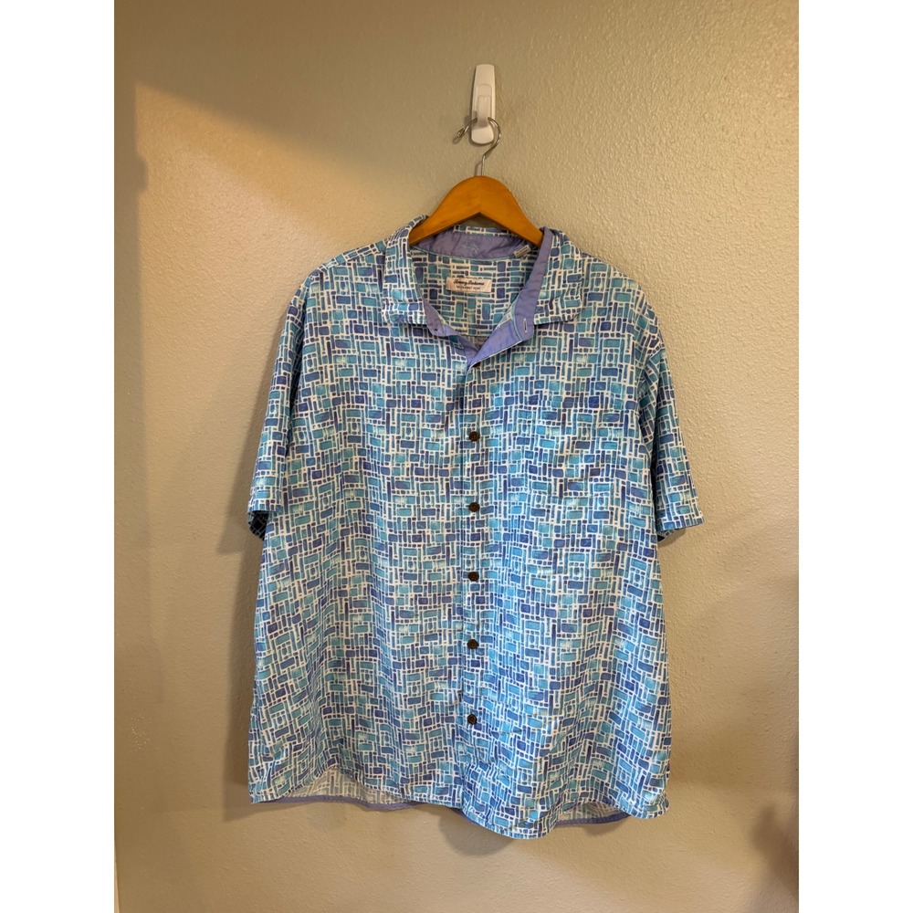 Tommy Bahama Button Down Mens 3XLT Coconut Point IslandZone Blue Geometric Shirt